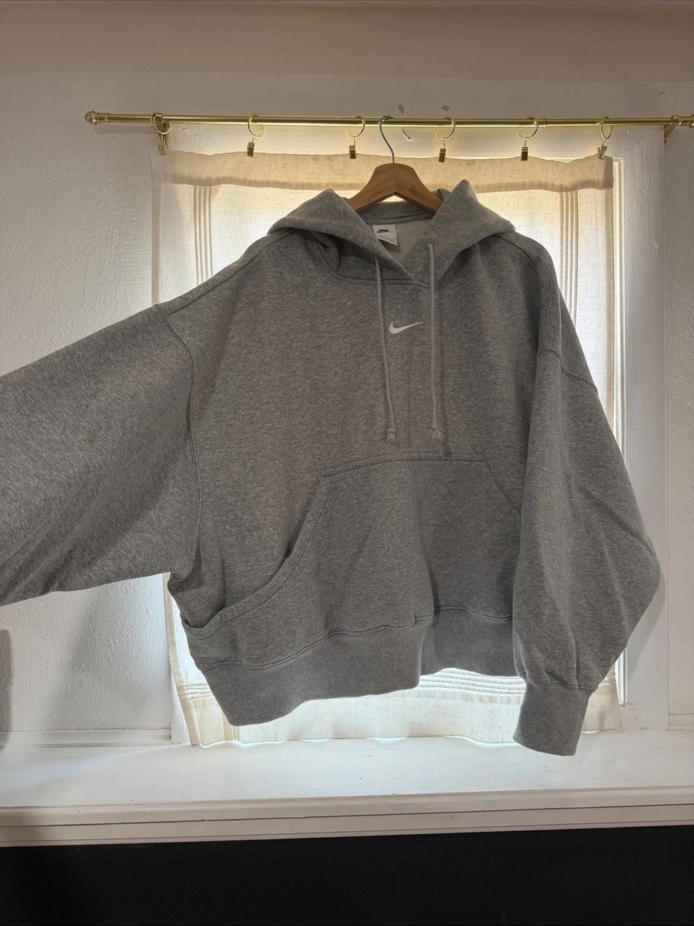 Nike Gray Crewneck Hoodie with White Swoosh